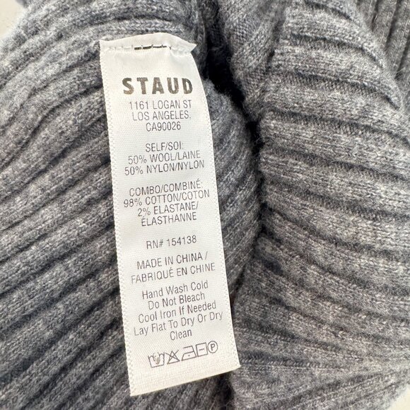 Staud Wool Blend O'Keefe Collared Poplin Ribbed Knit Sweater Blouse Top Small - Picture 8 of 12